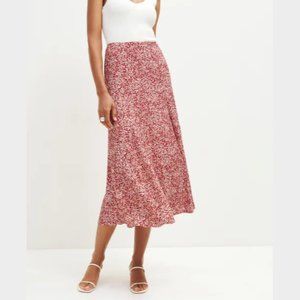 NWOT Reformation Bryson Skirt in La Vie En Rose Red White Floral Midi